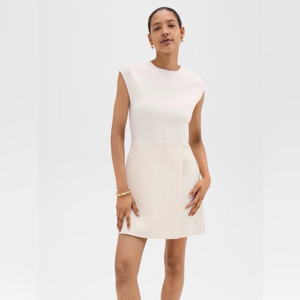 Theory Cream Mini Wrap Dress, Large - NWOT